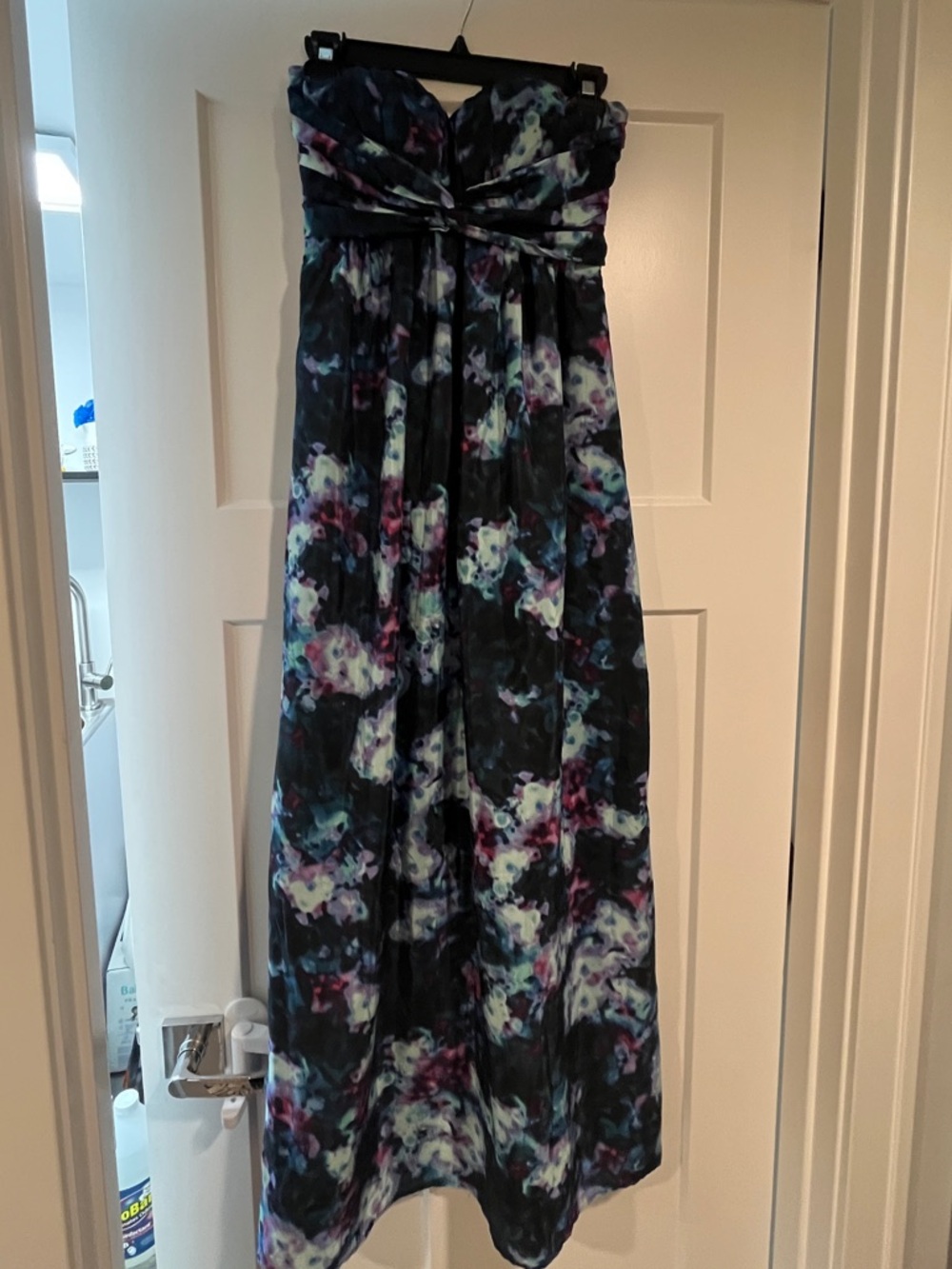 Jessica Simpson small Strapless Floral-Print Evening Dress